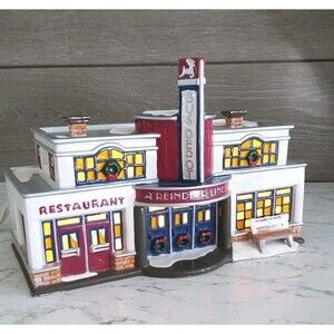 Dept 56 Original Snow Village Reindeer Bus Depot Lighted Christmas Village